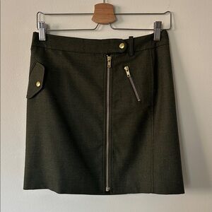 J. Crew Dark Green Wool Skirt with Metallic Details